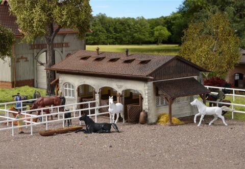 Grajd cu gard si cai