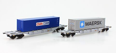 Set 2 vagoane platforma pt. containere, CFR Marfa