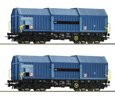 Set 2 vagoane cu pereti culisanti, RAILLOGIX